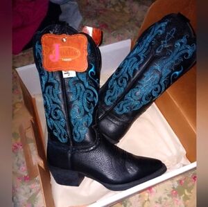 ✨🔥Justin Boots Women's Black and Teal Heeled Boots🔥✨